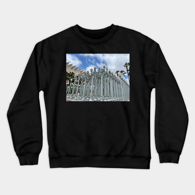 Lamppost Art Installation in Los Angeles Crewneck Sweatshirt by offdutyplaces